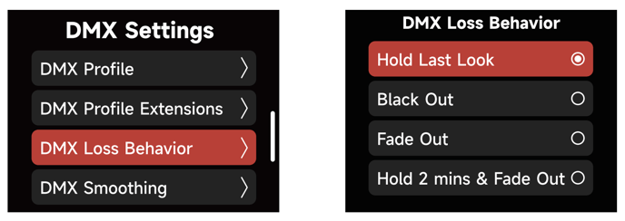 DMX Loss Behavior