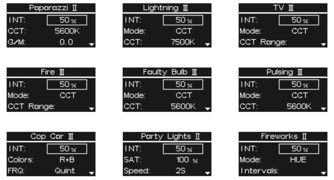 System FX Screens