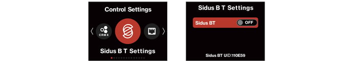 STORM CS32 Sidus BT Settings toggle screen