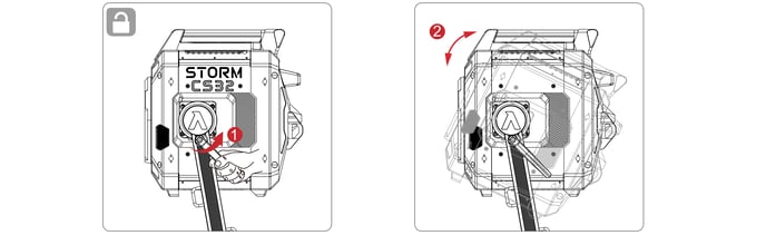 Adjusting the STORM CS32 Lamp Head tilt angle with the yoke's disc brake handle