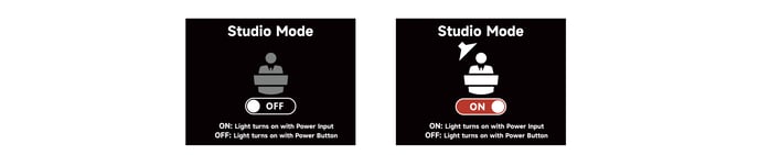STORM CS32 Studio Mode ON and OFF screens