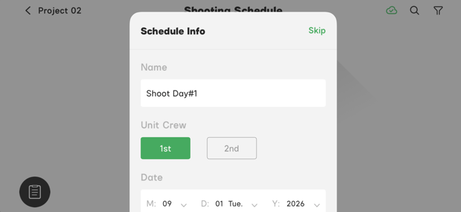Sidus Link Shoot Sched