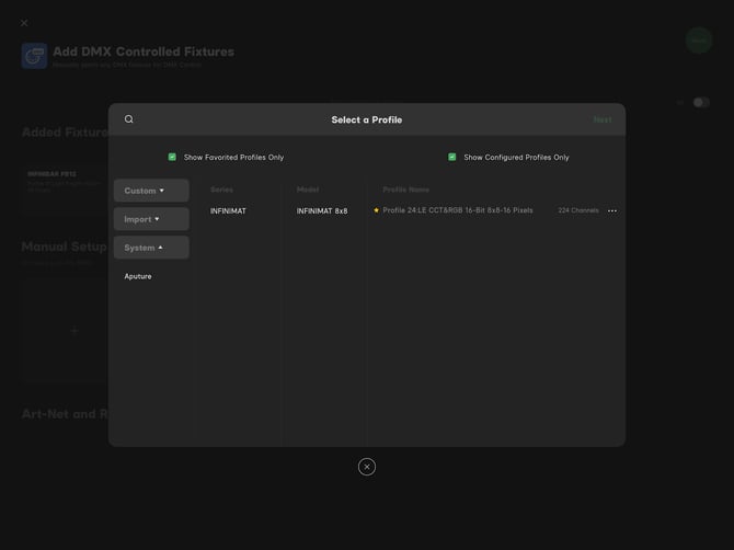 Show Favorited Profiles Only filter on the Select a Profile screen