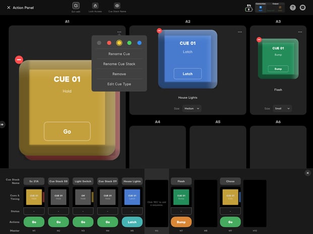 Action Panel button options