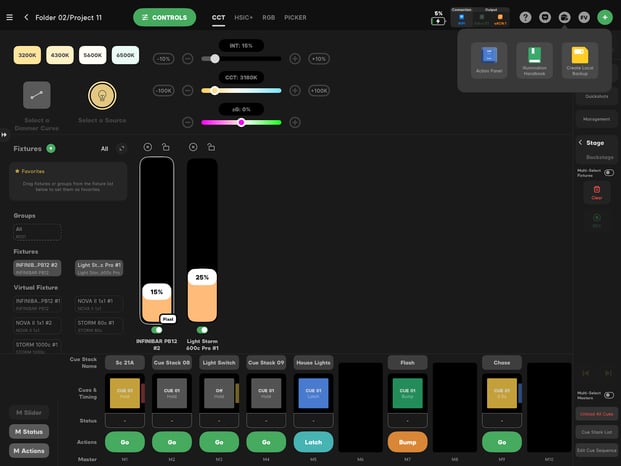 Tools button to open Action Panel