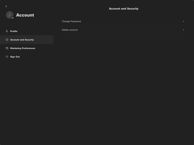 SLP Account and Security Page