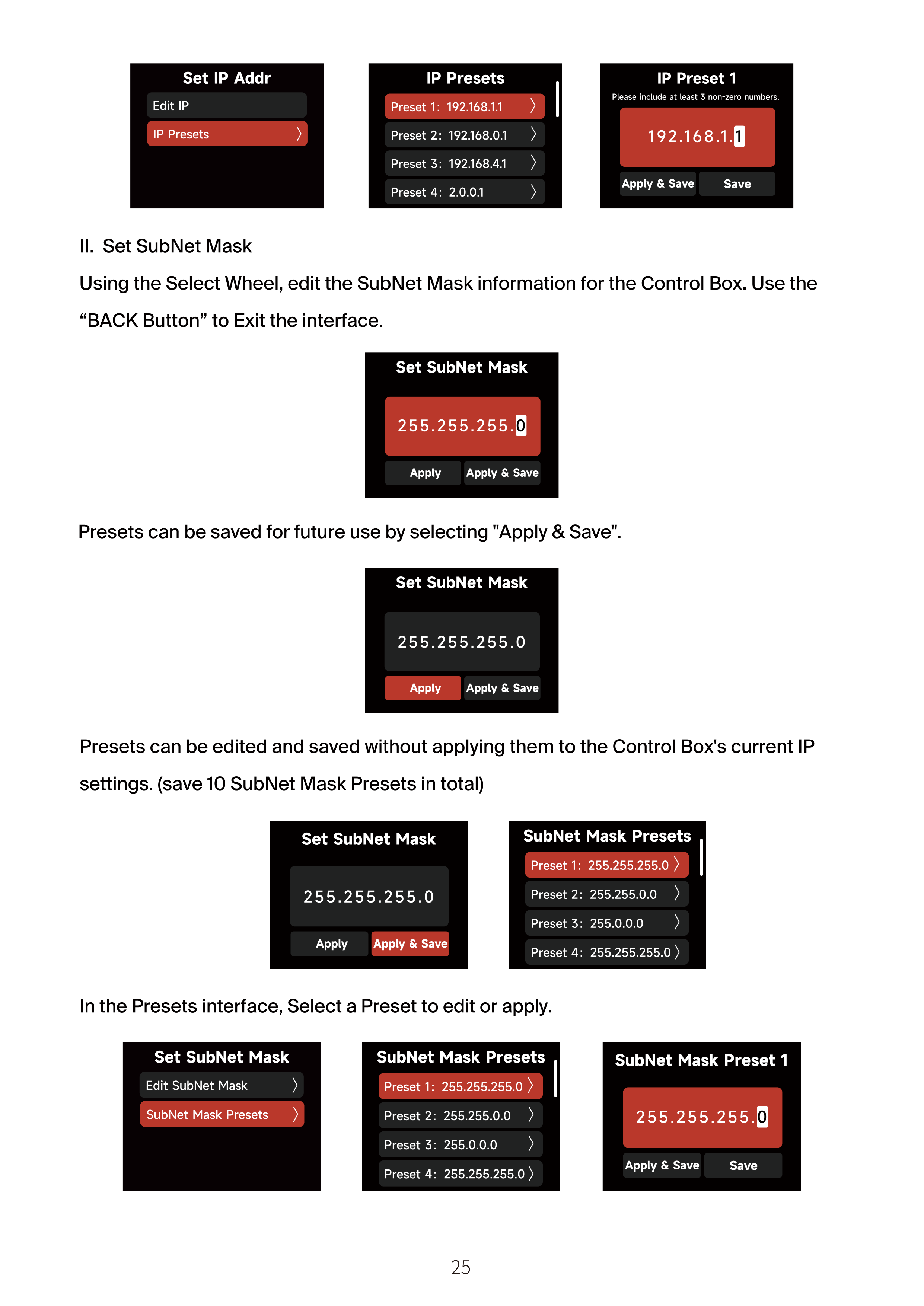 NOVA 9° 2x1 System Settings screen 1