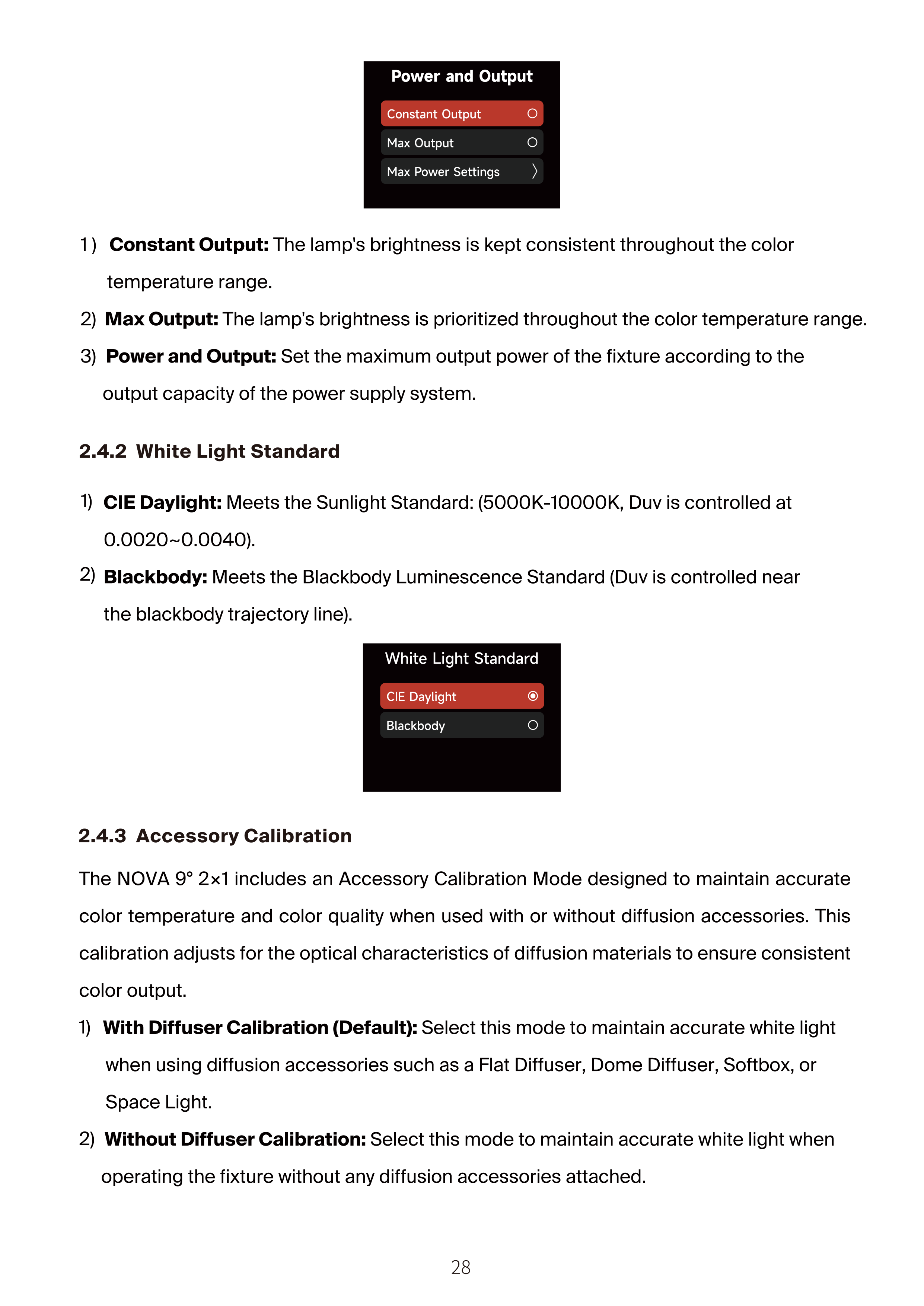 NOVA 9° 2x1 System Settings screen 4