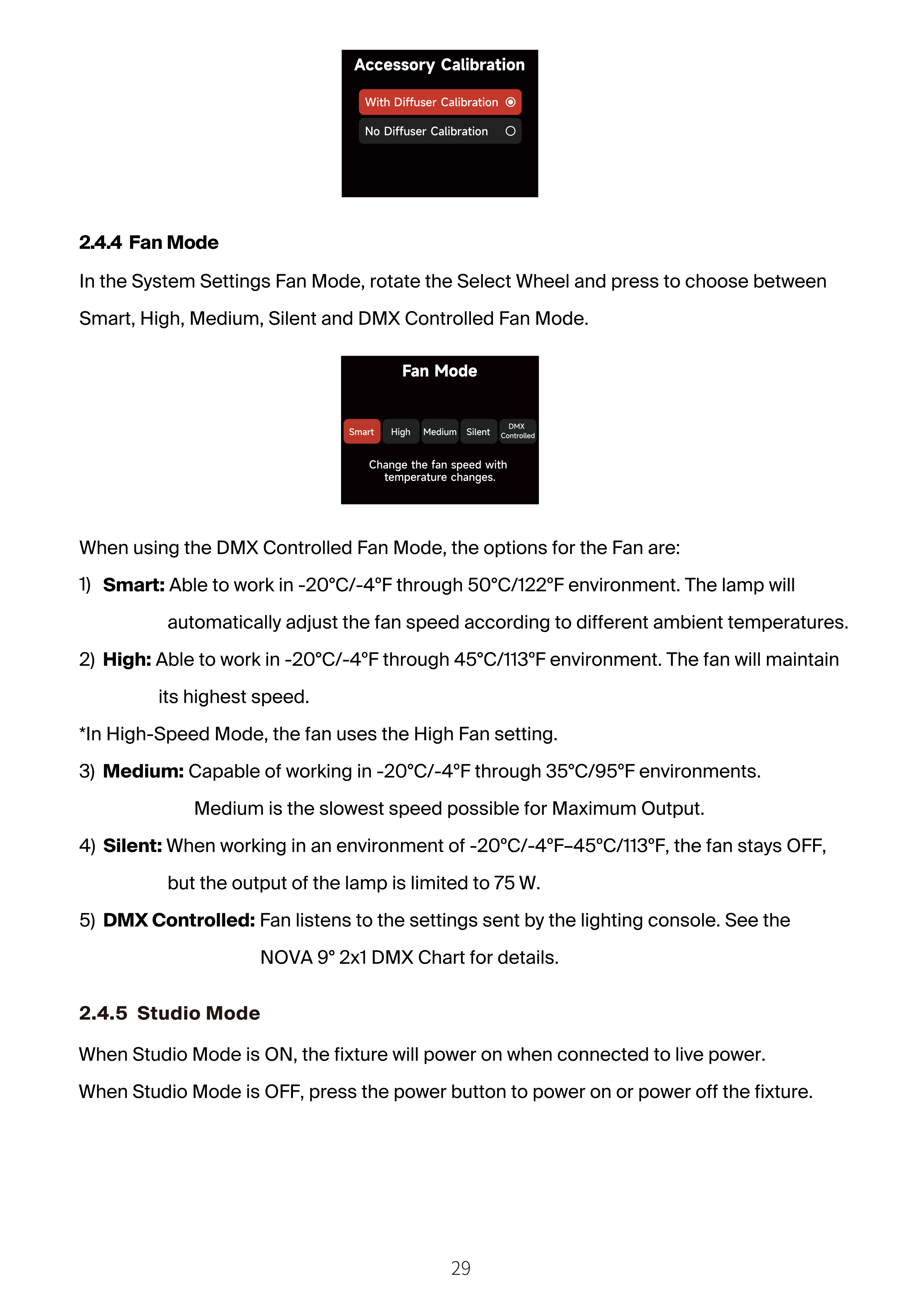 NOVA 9° 2x1 System Settings screen 5