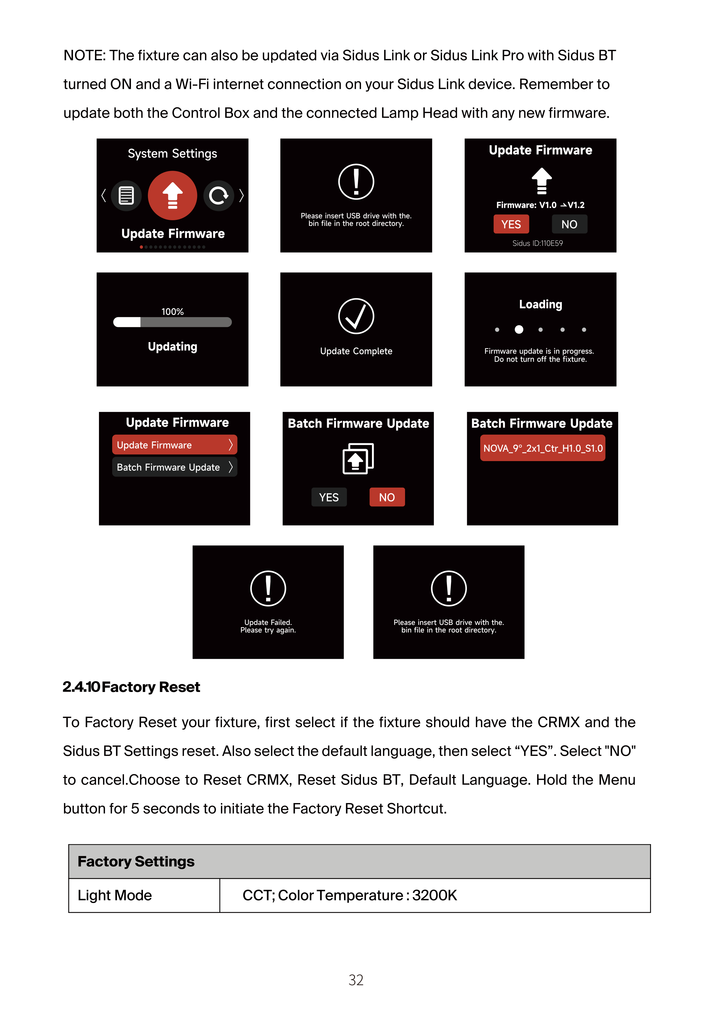 NOVA 9° 2x1 System Settings screen 8