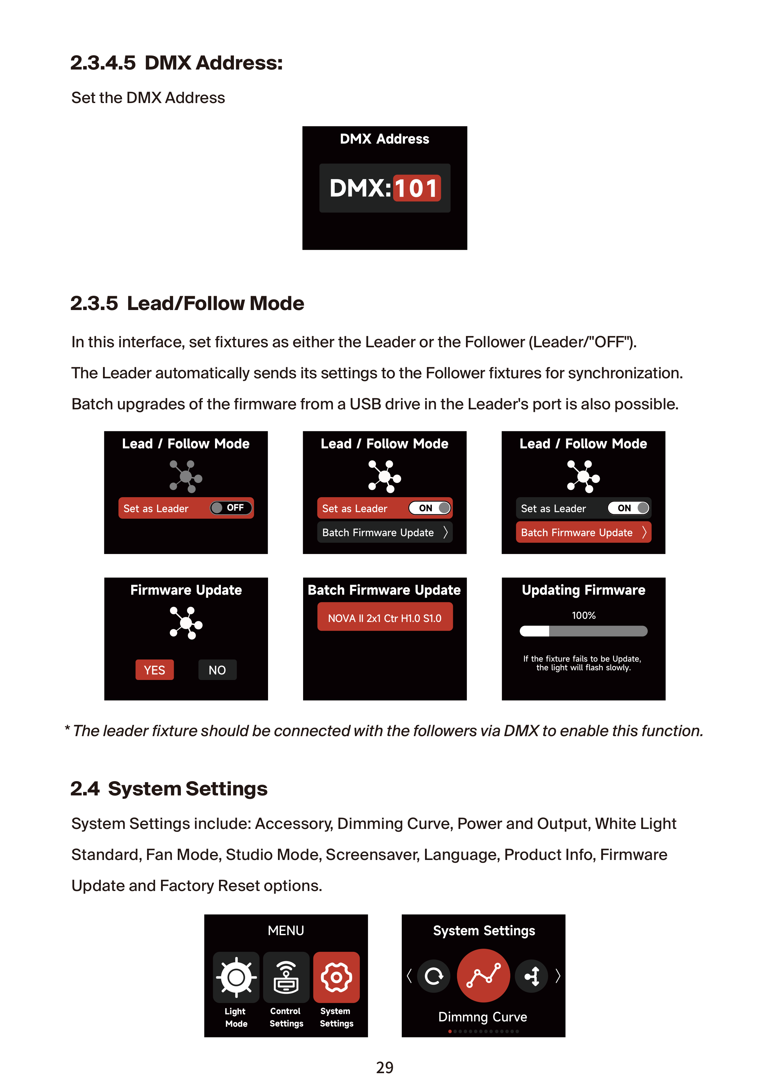 NOVA II 1x1 System Settings screen 4