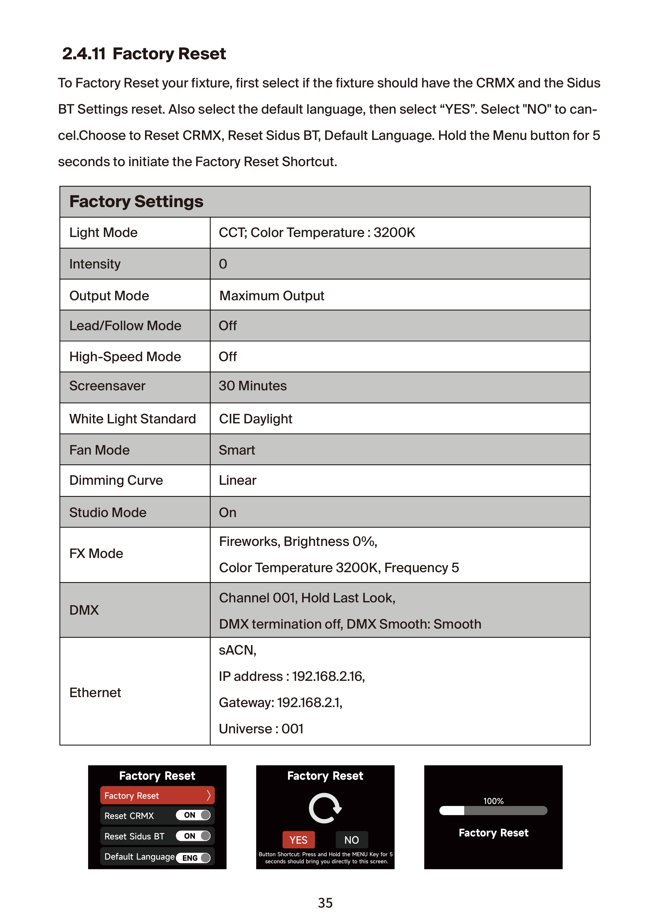 NOVA II 1x1 System Settings screen 10