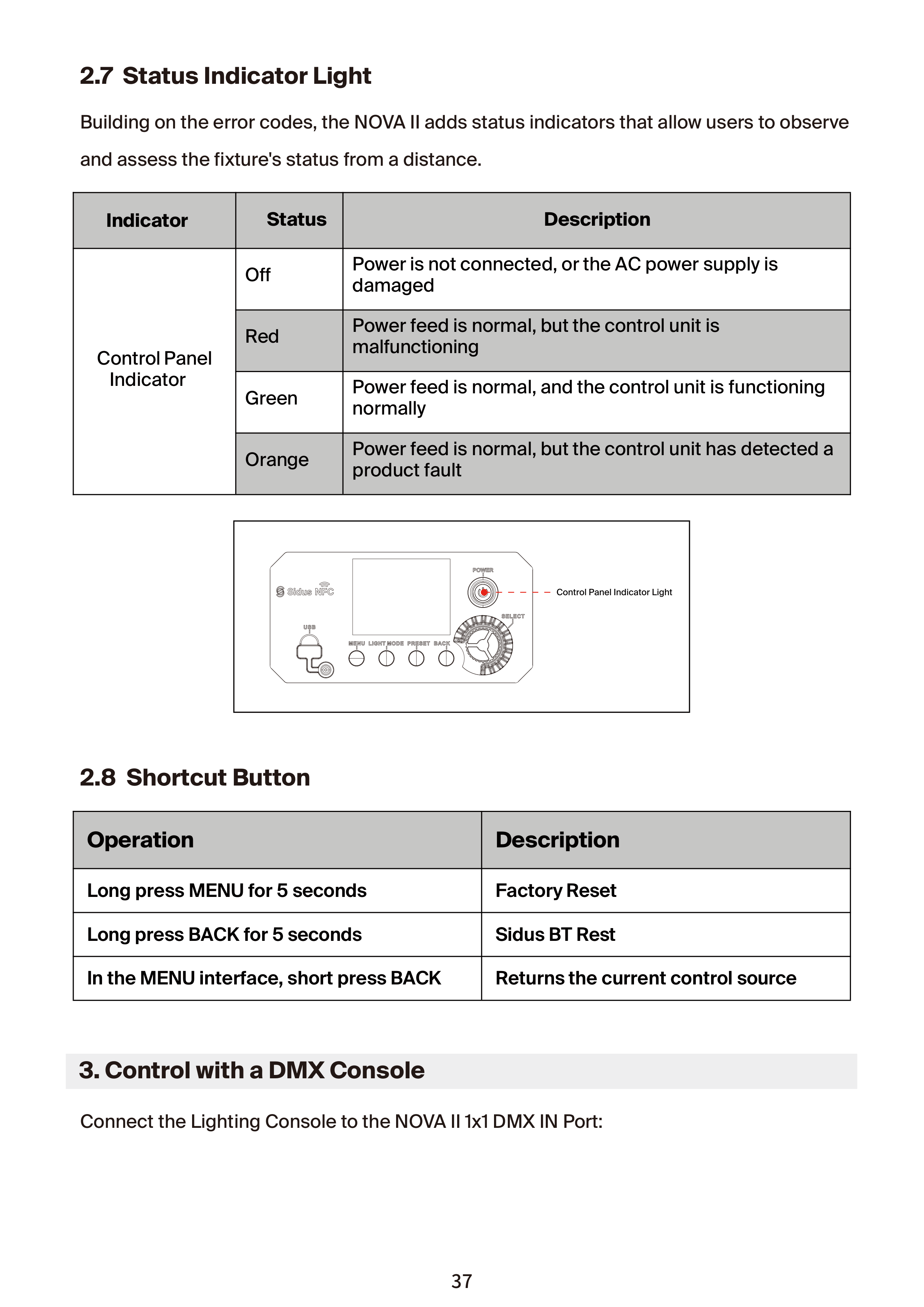 NOVA II 1x1 System Settings screen 12